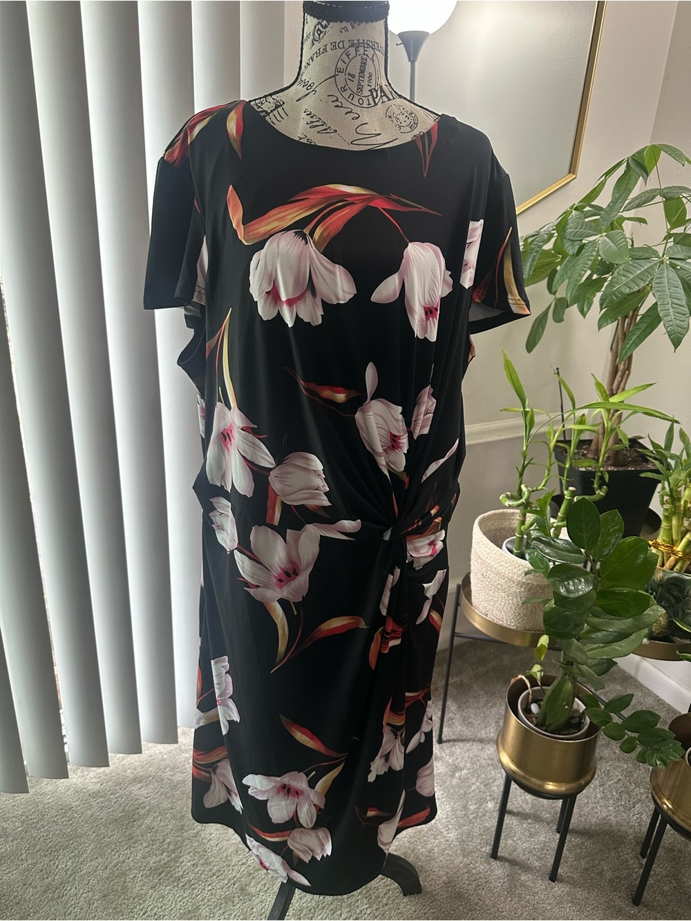 Ashley Stewart Floral Twist Knot Midi Dress Size 22/24